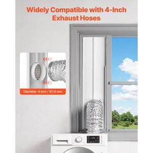 Kit de Ventana para Secadora con Longitud Ajustable, PVC Resistente, Compatible con Mangueras de Extracción de 4 Pulgadas, Ventanas Corredizas de Diferentes Alturas - Product Image 2