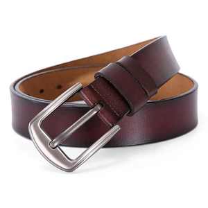 Ceinture en cuir véritable noir avec boucle rectangulaire argentée, formelle, durable, en cuir de vache, largeur 1 3/8 pouces - Product Image 4