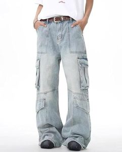 Jeans cargo baggy personnalisés avec logo OEM pour hommes, adolescents et garçons, jeans décontractés amples avec poches à rabat, style Y2K, denim des années 90, streetwear hip-hop - Product Image 1