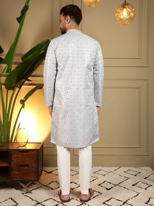 Ensemble kurta-pyjama jacquard pour homme, coupe classique, style indien pakistanais traditionnel, vêtements décontractés de Samp Corporation - Product Image 6