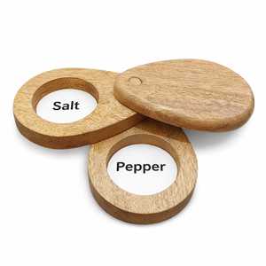Wooden Handcrafted Spice <b>Box</b> <b>Masala</b> Dabba Tableware Salt Rimmer 2 Round Compartments & Spoon Acacia Wood Spice <b>Box</b> Set - Product Image 5