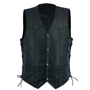 Gilet en cuir de moto professionnel, logo personnalisé, mode motard, respirant, gilet en cuir vintage - Product Image 1
