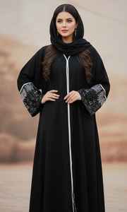 Elegante Abaya Larga Bordada a Mano para Mujer, Manga Larga, Transpirable, para Usar en el Eid - Product Image 3
