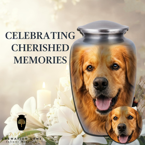 โกศใส่เถ้ากระดูกสัตว์เลี้ยงสำหรับสุนัขพันธุ์โกลเด้นรีทรีฟเวอร์ขนาดใหญ่ ทำจากอะลูมิเนียม ขนาด 220 คิวบิกอินช์ เป็นมิตรกับสิ่งแวดล้อม ทนทาน - Product Image 6