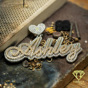 สร้อยคอจี้เพชรโมอิสซาไนต์แบบ Iced Out สำหรับผู้ชาย สร้อยคอจี้ตัวอักษรแบบกำหนดเอง เครื่องประดับฮิปฮอปสุดหรู แฟชั่นบลิงๆ สไตล์แร็ปเปอร์ เครื่องประดับสตรีทแวร์ - Product Image 6