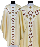 Chasuble de Prêtre en Polyester de Haute Qualité avec Étole Brodée à la Machine – Vêtement Catholique Élégant pour Évêque et Clergé