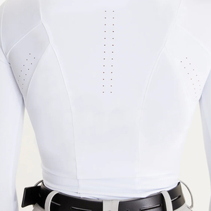 Haut d'équitation à manches longues pour femme, blanc, respirant, en tricot, spandex, polyester, taille haute, vêtements d'équitation - Product Image 4