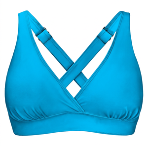 Sujetador deportivo de yoga para mujer, negro, con tirantes, escote en V profundo, soporte medio, transpirable, diseño hueco - Product Image 4