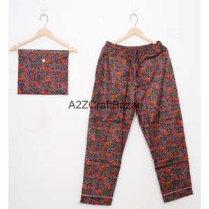 Nueva Llegada, Conjunto de Pijamas Largos de Algodón 100% con Diseño Floral de TOPSHOP, Cintura Elástica, Manga Larga, Suave, Liso y Transpirable - Product Image 3