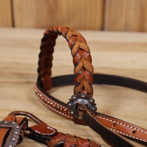 Ensemble de têtière et de collier de poitrine en cuir de style western pour cheval, têtière à une oreille et collier de poitrine assortis, ensemble de harnais de couleur coordonnée pour cheval - Product Image 2
