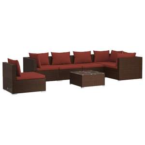 Conjunto de Muebles de Jardín Marrón de 6 Plazas, Ratán, Resistente a la Intemperie, Diseño Contemporáneo - Product Image 4