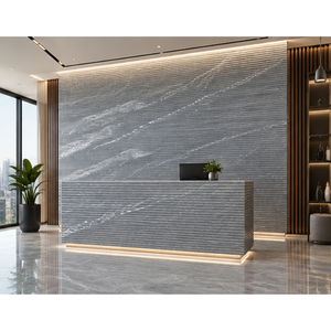Losa de Mármol Magnética Negra con Superficie Acanalada, Decoración de Pared para Sala de Estar, Diseño Contemporáneo, Piedra Impermeable en Forma de Losa Grande - Product Image 1