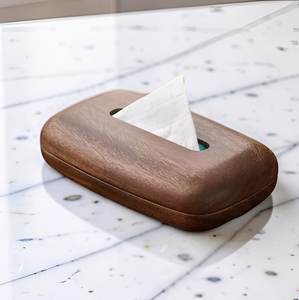 Boîte à mouchoirs décorative en bois, design classique, faite à la main, étanche, durable, avec ressort, pour la maison et la salle à manger - Product Image 4