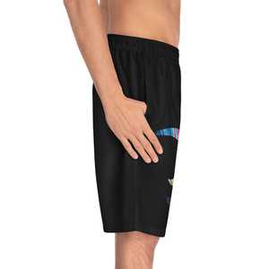 Shorts de Baño Negros para Hombre con Estampado de Olas Coloridas, Cintura Elástica, Secado Rápido, Traje de Baño Informal - Product Image 3