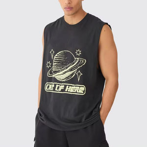 Camiseta sin Mangas de Alta Calidad 100% Algodón con Estampado Gráfico DTG y Lavado Ácido para Hombre, Corte Holgado, Venta al Por Mayor, Camisetas Personalizadas para Hombre - Product Image 1