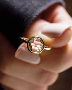 Anillo de Diamante Premium con Corte Rosa de 1.00CT, Cultivado en Laboratorio, con Oro Amarillo de 14K, Anillo de Compromiso o Promesa, Regalo para Enamorados - Product Image 4