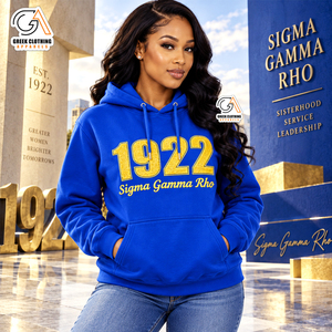เสื้อฮู้ดสีน้ำเงินสำหรับผู้หญิง Sigma Gamma Rho รุ่น 1922 กระเป๋าหน้าแบบเรียบ เสื้อกันหนาวผ้าฝ้ายฟลีซ 100% แห้งเร็ว ระบายอากาศได้ดี - Product Image 1