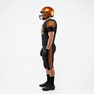 Camiseta de Fútbol Americano Personalizada de Moda para Hombre, Manga Corta, Cuello en V, Negra y Naranja, Sublimada, Absorbente de Humedad, Ajustada, Uniforme para Adultos - Product Image 6