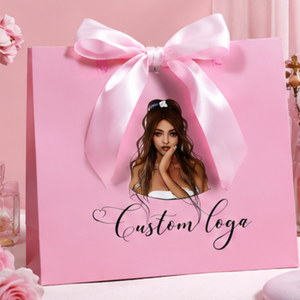 Bolsas de Regalo Rosadas de Lujo con Logotipo Personalizado y Asas de Lazo de Satén, Bolsas de Papel Rosadas con Marca Personalizada - Product Image 5