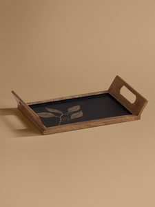 Plateau de service en bois rectangulaire, base noire, peint à la main, design moderne, mariage, écologique, passe au lave-vaisselle - Product Image 5