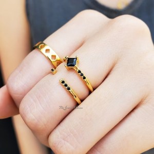 Fashion Open <b>Ring</b> Diamond 10k Solid <b>Silver</b> Black Diamond Wedding Band <b>Stacking</b> <b>Ring</b> Wedding <b>Ring</b> For Women Dainty <b>Ring</b> Diamond - Product Image 4
