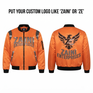 เสื้อแจ็คเก็ตบอมเบอร์กันลมสำหรับผู้ชาย ผ้าฝ้ายทวิลพรีเมียม 240 GSM สีเขียวมะกอก ปักลายแบบกำหนดเอง ป้ายปักไหมเชนีล ป้ายทอโลโก้ - Product Image 1