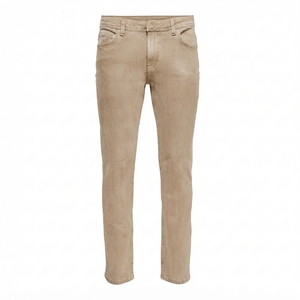 Pantalones Vaqueros de Mezclilla de Algodón para Hombre, Corte Slim Fit, Pierna Recta, Tallas Grandes, Cintura Media, Color Sólido, Cierre de Botones - Product Image 1