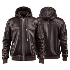 Sweats à capuche en cuir pour hommes – Vêtements d'extérieur décontractés d'hiver pour commandes d'exportation, avec surface en cuir souple et coupe décontractée pour le quotidien - Product Image 6