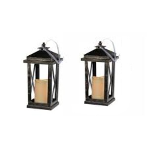 Farmhouse Candle <b>Lantern</b> Wooden <b>Set</b> Of 2 Decorative Rustic Wood Candle Holder Home Decor Decoration Wedding Table Centerpiece - Product Image 2