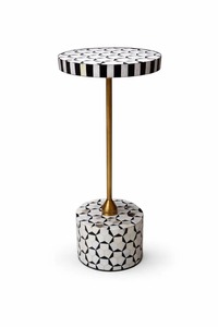 Mesa Auxiliar Redonda de Hueso Incrustado de Diseño Moderno de Alta Calidad, Taburete Lateral Tipo Tambor Hecho a Mano, Mesa de Centro Elegante de Hueso Incrustado - Product Image 3