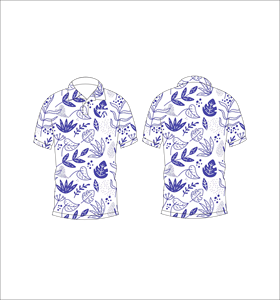 Men’s <b>White</b> Blue Botanical Leaf Print <b>Polo</b> Shirt Casual Summer Short Sleeve Golf Fashion Shirt - Product Image 3