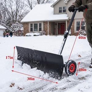 Pousse-neige moderne en acier avec roues, lame de 30 pouces, pneus pneumatiques de 10 pouces, poignée réglable, pelle à neige avec roues ODGWTO011 - Product Image 5
