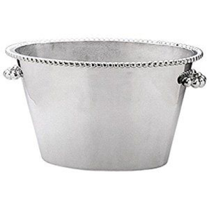 Mariposa Pearled Individual Ice <b>Bucket</b> Elegant Silver Aluminum Wine Champagne Cooler Handcrafted Tabletop Barware & Wedding Gift - Product Image 1
