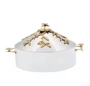 Moderno y Lujoso Recipiente para Calentar Comida de Aluminio Azul Turquesa, Servidor de Buffet de Acero Inoxidable, Calentador de Alimentos con Tapa Abatible de Cúpula Cónica, Recipiente para Dulces y Frutos Secos - Product Image 3