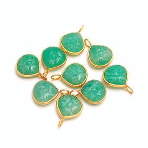 Pendentif fleur en amazonite naturelle, charme en argent sterling 925, pierre précieuse sculptée à la main, charme en forme de cœur pour la fabrication de bijoux, 12 mm - Product Image 6