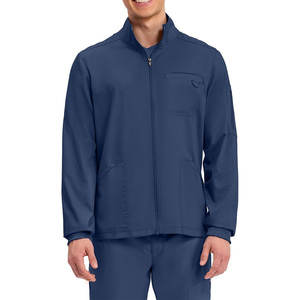 Conjunto de Uniforme Médico Azul Marino para Hombre, Pantalones y Chaqueta de Trabajo Médico de Poliéster Tejido, Cierre Completo con Cremallera Frontal - Product Image 4