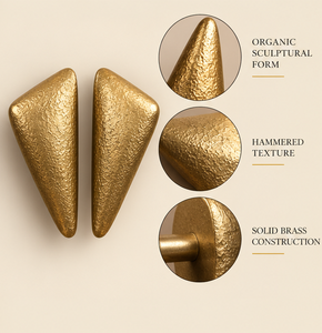 Poignée de porte conique texturée, finition or antique, poignée de meuble distinctive, aspect artisanal, quincaillerie pour meubles d'intérieur - Product Image 2