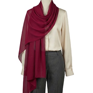 Women <b>Burgundy</b> Polyester Viscose <b>Scarf</b> Solid Color Long Lightweight Durable All Seasons Daily Wear Fashion Wrap Ethnic Shawl - Product Image 2