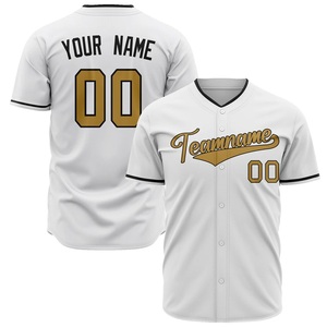 Maillot de baseball personnalisé blanc et or avec nom d'équipe 00, impression sublimée, anti-humidité, boutonné, vêtements de sport pour hommes - Product Image 1