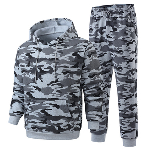 Conjunto Deportivo de 2 Piezas para Hombre con Estampado de Camuflaje, Sudadera con Capucha y Pantalones Deportivos, Ropa Deportiva Informal para Uso Diario con Paneles en Contraste - Product Image 5