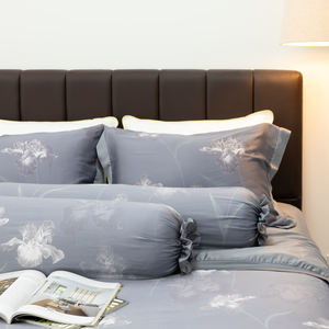 Ensemble de couette d'été en soie de glace lisse de style européen 4 pièces literie respectueuse de la peau couverture imprimée drap de lit en polyester pour hôtels cadeaux - Product Image 6