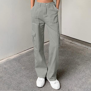 Women Wide Leg Cargo <b>Pants</b> High Waist Drawstring Loose Fit Casual Joggers Solid Streetwear Sweatpants Female <b>Hippie</b> Trousers - Product Image 4