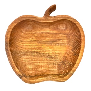 Cuenco de madera con forma de manzana antigua, tamaño personalizado, gran plato de pulido, técnica de HHO para servir alimentos - Product Image 1