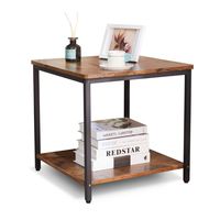 Table d'appoint rustique en bois avec structure en métal noir pour salon, chambre à coucher, meubles de maison, table d'appoint moderne industrielle