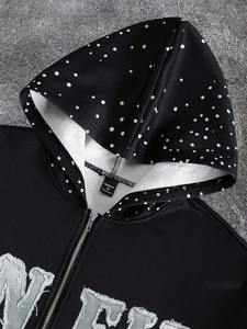 ชุดเสื้อฮู้ดและกางเกงวอร์มลำลองสำหรับผู้ชาย 2 ชิ้น – เสื้อฮู้ดปักลายแบบมีประกายพร้อมกางเกงจ็อกเกอร์มีเชือกผูก - Product Image 5