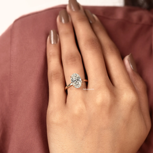 <b>Oval</b> Cut <b>Moissanite</b> Solitaire <b>Engagement</b> <b>Ring</b> 925 Sterling Silver Rhodium 18K Gold Prong Setting Luxury Women's Wedding - Product Image 5
