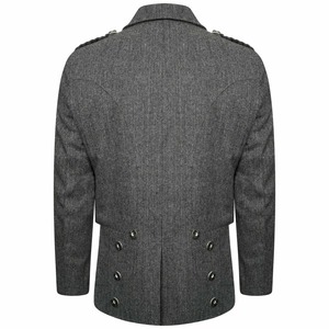 Chaqueta Kilt Prince Charlie de Tweed Gris para Hombre con Chaleco - Chaqueta Kilt para Boda |   Chaqueta Prince Charlie para Hombre, Ropa Formal Escocesa - Product Image 2