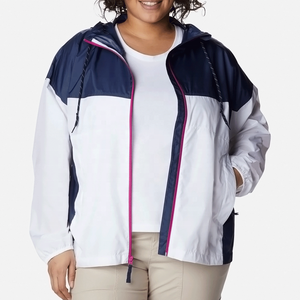 Veste coupe-vent imperméable à capuche pour femme, color block, légère, imperméable, grande taille, pour la randonnée en plein air, fermeture éclair - Product Image 2