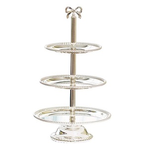 Support à gâteau en métal à 2 niveaux, design luxueux, qualité alimentaire, avec feuilles d'or, pour la présentation de desserts et de fruits lors de fêtes d'anniversaire - Product Image 4