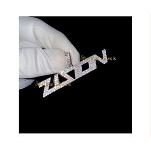 Lab Grown Diamond Jewelry Custom Iced Hip Hop Trendy High Quality 925 Sterling <b>Silver</b> <b>Initial</b> Name Letter Pendant Gift Him/Her - Product Image 5